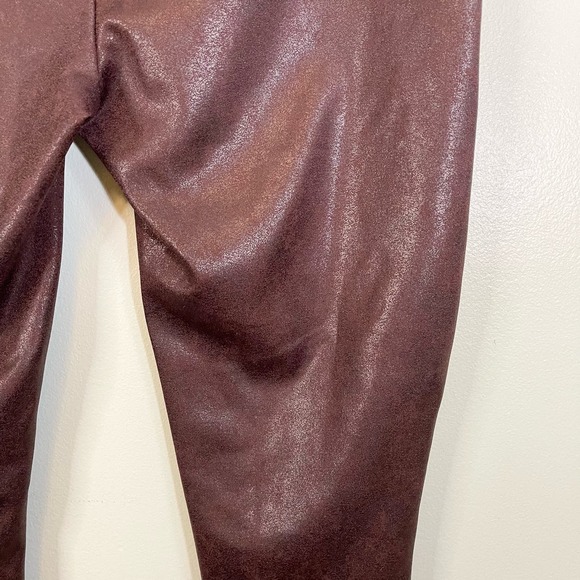 Assets by Spanx Women's Burgundy Leather Stretchable High-Rise Leggings Size XL - Picture 7 of 10
